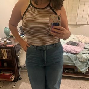 Multi Striped Tank with Trapezoidal Neckline